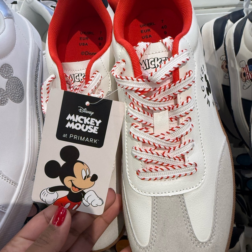 Disney Women White and Red Mickey Mouse Lace-Up Sneakers - Picture 3 of 3